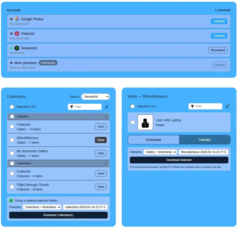 IMGLoader with DeviantArt galleries loaded