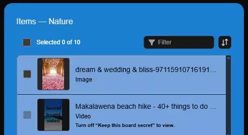 IMGLoader warning about Pinterest videos not loading from a secret board