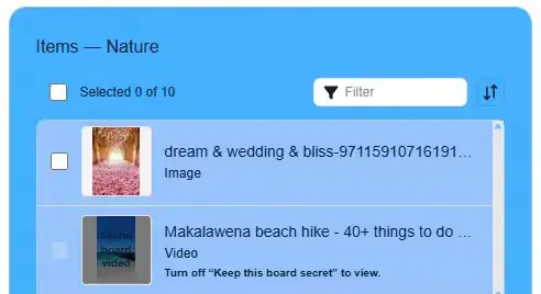 IMGLoader warning about Pinterest videos not loading from a secret board