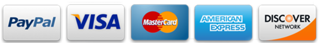Accepted payment methods: PayPal, Visa, Mastercard, American Express, Discover